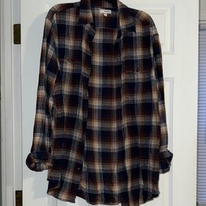 Sonoma Brown and Blue Plaid Shirt